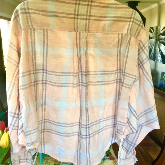 Free People Cotton Cropped Shirt Ivory Medium - Picture 4 of 7